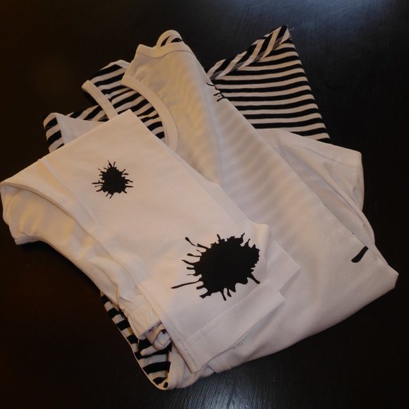 Kid Cuteture Girl Size 6 Sylvia 2-Piece Outfit Set Black White Stripe & Splash - Picture 9 of 9